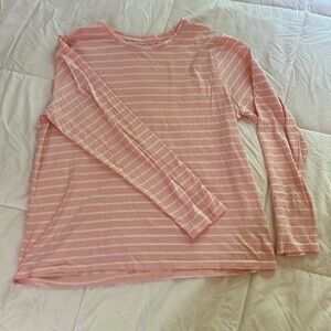 Time and Tru Blush and White Striped Long Sleeve Top